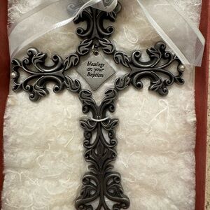 Blessings on your Baptism Pewter Cross